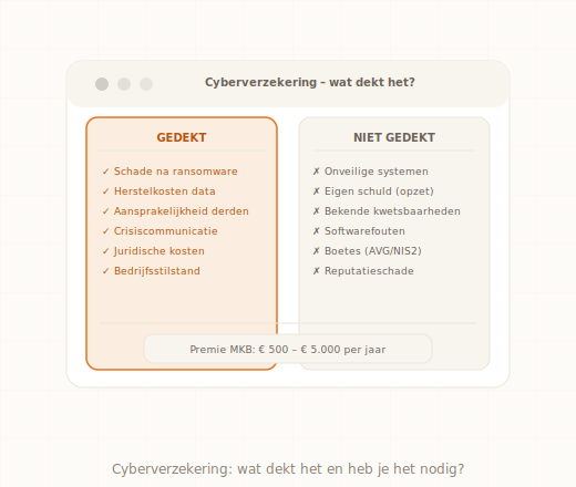 Cyberverzekering MKB kosten premie vergelijking dekking uitsluitingen